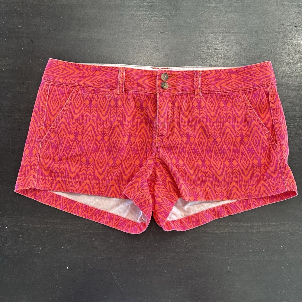 American Eagle Pink Orange Pattern Shorts Womens Size 10 Y2K Stretch 128-26056